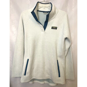 LLBean Women’s Size S Tumbled Sherpa Quarter-Snap Green Fleece Kangaroo pocket